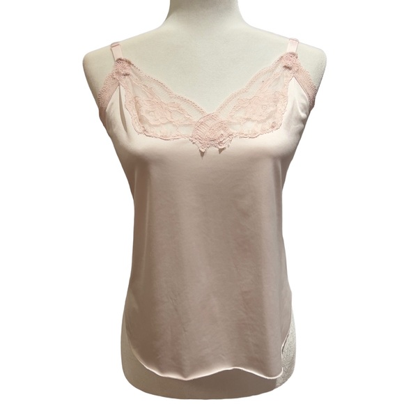 Lace Trimmed Camisole Top  Vintage Shadowline Sz  34 ‎ Soft Pink Fairy Glam - Picture 1 of 6
